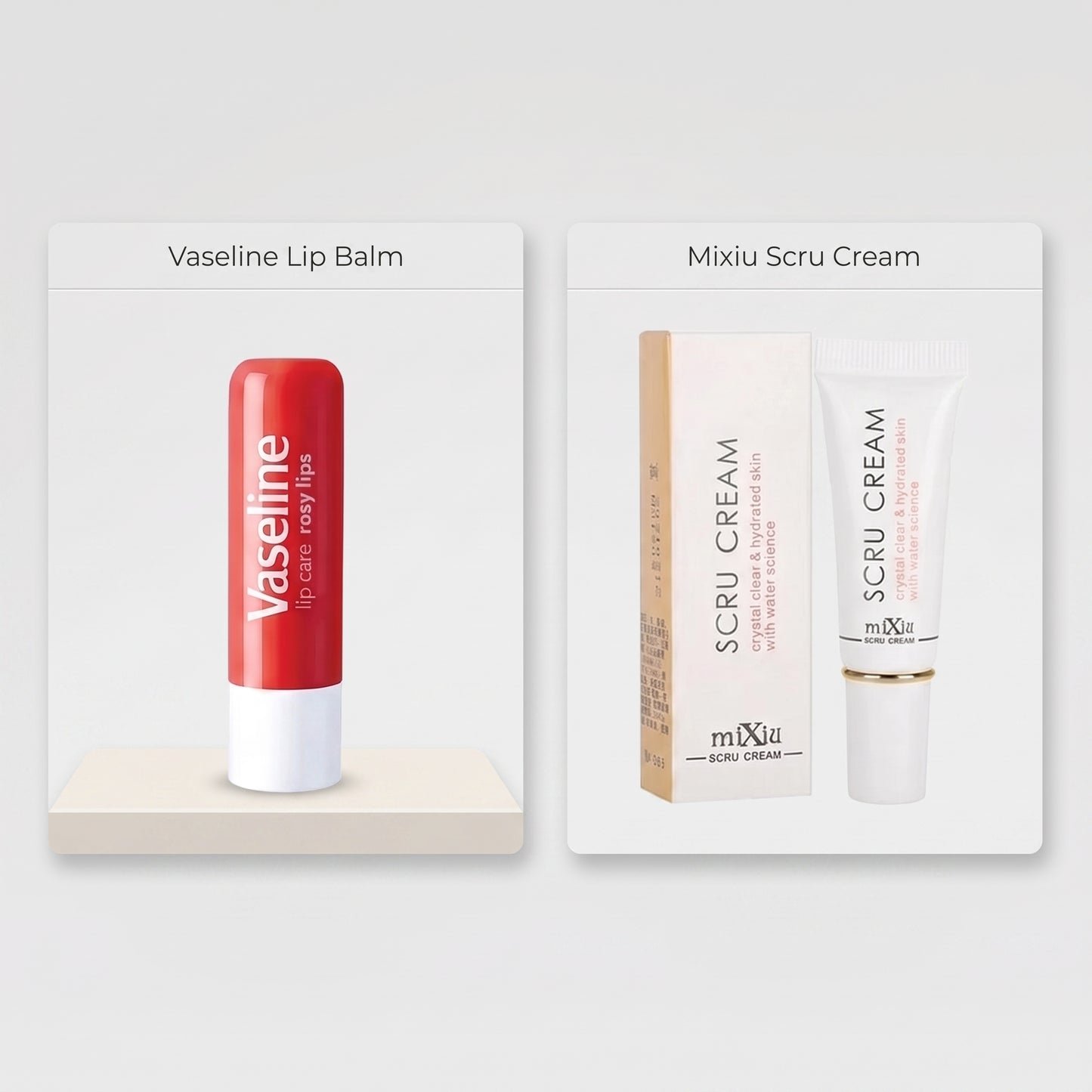 Pink Lips Combo – Mixiu Lip Scrub Cream + Vaseline Rosy Lips Lip Balm