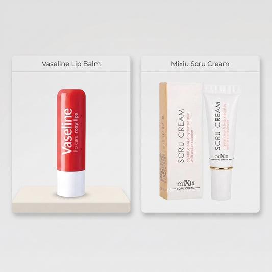 Pink Lips Combo – Mixiu Lip Scrub Cream + Vaseline Rosy Lips Lip Balm