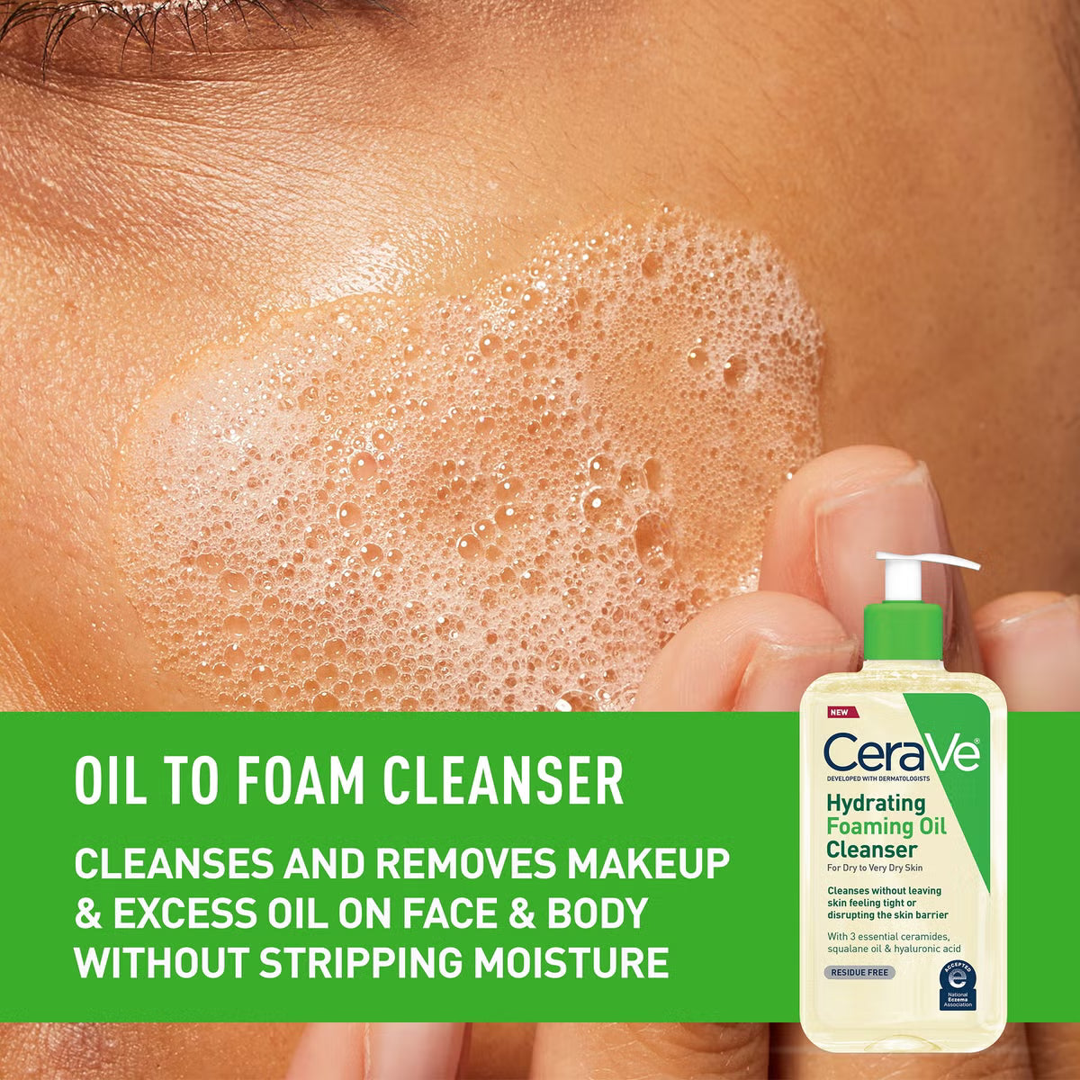 CeraVe Hydrating Foaming Oil Cleanser – Hydrating Face & Body Cleanser